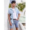 imageCOOFANDY Hawaiian Short Button Sleeve Down Shirt Shirts BeachSky Blue  Palm Tree
