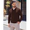 imageCOOFANDY Long Sleeve Polo Shirts for Men Knit Polo Sweater Lightweight Ribbed Pullover SweaterBrown