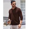 imageCOOFANDY Long Sleeve Polo Shirts for Men Knit Polo Sweater Lightweight Ribbed Pullover SweaterBrown