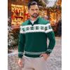 imageCOOFANDY Long Sleeve Polo Shirts for Men Knit Polo Sweater Lightweight Ribbed Pullover SweaterChristmas Green  White