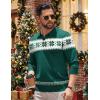 imageCOOFANDY Long Sleeve Polo Shirts for Men Knit Polo Sweater Lightweight Ribbed Pullover SweaterChristmas Green  White
