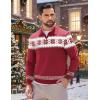 imageCOOFANDY Long Sleeve Polo Shirts for Men Knit Polo Sweater Lightweight Ribbed Pullover SweaterChristmas Red  White