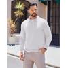 imageCOOFANDY Long Sleeve Polo Shirts for Men Knit Polo Sweater Lightweight Ribbed Pullover SweaterWhite