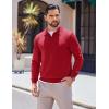 imageCOOFANDY Long Sleeve Polo Shirts for Men Knit Polo Sweater Lightweight Ribbed Pullover SweaterWine Red