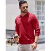imageCOOFANDY Long Sleeve Polo Shirts for Men Knit Polo Sweater Lightweight Ribbed Pullover SweaterWine Red