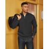 imageCOOFANDY Men Quarter Zip Pullover Long Sleeve Quilted Sweatshirt Waffle Casual Collared Sweatshirts Mock Neck Winter PoloBlack