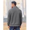 imageCOOFANDY Men Quarter Zip Pullover Long Sleeve Quilted Sweatshirt Waffle Casual Collared Sweatshirts Mock Neck Winter PoloDark Gray