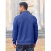 imageCOOFANDY Men Quarter Zip Pullover Long Sleeve Quilted Sweatshirt Waffle Casual Collared Sweatshirts Mock Neck Winter PoloDeep Blue