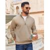 imageCOOFANDY Men Quarter Zip Pullover Long Sleeve Quilted Sweatshirt Waffle Casual Collared Sweatshirts Mock Neck Winter PoloKhaki