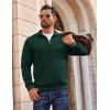 imageCOOFANDY Men Quarter Zip Pullover Long Sleeve Quilted Sweatshirt Waffle Casual Collared Sweatshirts Mock Neck Winter PoloLake Green