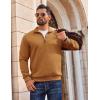 imageCOOFANDY Men Quarter Zip Pullover Long Sleeve Quilted Sweatshirt Waffle Casual Collared Sweatshirts Mock Neck Winter PoloLight Brown