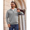 imageCOOFANDY Men Quarter Zip Pullover Long Sleeve Quilted Sweatshirt Waffle Casual Collared Sweatshirts Mock Neck Winter PoloLight Gray