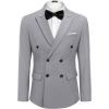 imageCOOFANDY Mens 2 Piece Double Breasted Suits Slim Fit Tuxedo Jacket and Dress Pants Set for Wedding Business PromLight Grey