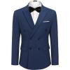 imageCOOFANDY Mens 2 Piece Double Breasted Suits Slim Fit Tuxedo Jacket and Dress Pants Set for Wedding Business PromNavy