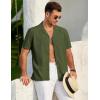 imageCOOFANDY Mens 2025 Fashion Textured Shirts Short Sleeve Summer Beach Shirt Casual Button Down ShirtsArmy Green
