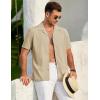 imageCOOFANDY Mens 2025 Fashion Textured Shirts Short Sleeve Summer Beach Shirt Casual Button Down ShirtsBeige