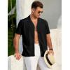 imageCOOFANDY Mens 2025 Fashion Textured Shirts Short Sleeve Summer Beach Shirt Casual Button Down ShirtsBlack