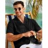 imageCOOFANDY Mens 2025 Fashion Textured Shirts Short Sleeve Summer Beach Shirt Casual Button Down ShirtsBlack