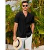 imageCOOFANDY Mens 2025 Fashion Textured Shirts Short Sleeve Summer Beach Shirt Casual Button Down ShirtsBlack