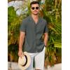 imageCOOFANDY Mens 2025 Fashion Textured Shirts Short Sleeve Summer Beach Shirt Casual Button Down ShirtsDark Grey