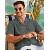 imageCOOFANDY Mens 2025 Fashion Textured Shirts Short Sleeve Summer Beach Shirt Casual Button Down ShirtsDark Grey