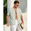 imageCOOFANDY Mens 2025 Fashion Textured Shirts Short Sleeve Summer Beach Shirt Casual Button Down ShirtsLight Green