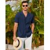 imageCOOFANDY Mens 2025 Fashion Textured Shirts Short Sleeve Summer Beach Shirt Casual Button Down ShirtsNavy Blue