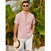 imageCOOFANDY Mens 2025 Fashion Textured Shirts Short Sleeve Summer Beach Shirt Casual Button Down ShirtsPink