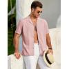 imageCOOFANDY Mens 2025 Fashion Textured Shirts Short Sleeve Summer Beach Shirt Casual Button Down ShirtsPink