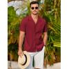 imageCOOFANDY Mens 2025 Fashion Textured Shirts Short Sleeve Summer Beach Shirt Casual Button Down ShirtsWine Red