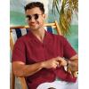 imageCOOFANDY Mens 2025 Fashion Textured Shirts Short Sleeve Summer Beach Shirt Casual Button Down ShirtsWine Red