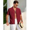 imageCOOFANDY Mens 2025 Fashion Textured Shirts Short Sleeve Summer Beach Shirt Casual Button Down ShirtsWine Red