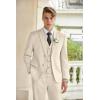 imageCOOFANDY Mens 3 Piece Linen Suits Casual Lightweight Blazer Jackets Vest Pants Set for Wedding Business PromBeige