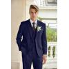 imageCOOFANDY Mens 3 Piece Linen Suits Casual Lightweight Blazer Jackets Vest Pants Set for Wedding Business PromDark Blue