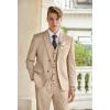 imageCOOFANDY Mens 3 Piece Linen Suits Casual Lightweight Blazer Jackets Vest Pants Set for Wedding Business PromKhaki