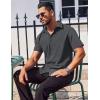 imageCOOFANDY Mens Button Down Shirts Stain Shield Dress Shirts Short Sleeve Summer Business Casual ShirtsDark Grey
