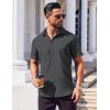 imageCOOFANDY Mens Button Down Shirts Stain Shield Dress Shirts Short Sleeve Summer Business Casual ShirtsDark Grey