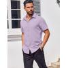 imageCOOFANDY Mens Button Down Shirts Stain Shield Dress Shirts Short Sleeve Summer Business Casual ShirtsLavender