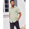 imageCOOFANDY Mens Button Down Shirts Stain Shield Dress Shirts Short Sleeve Summer Business Casual ShirtsLight Green