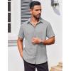 imageCOOFANDY Mens Button Down Shirts Stain Shield Dress Shirts Short Sleeve Summer Business Casual ShirtsLight Grey