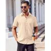 imageCOOFANDY Mens Button Down Shirts Stain Shield Dress Shirts Short Sleeve Summer Business Casual ShirtsLight Khaki
