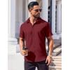 imageCOOFANDY Mens Button Down Shirts Stain Shield Dress Shirts Short Sleeve Summer Business Casual ShirtsWine Red