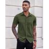 imageCOOFANDY Mens Casual Button Down Shirts Stretch Short Sleeve Business Dress Shirt with PocketArmy Green