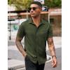 imageCOOFANDY Mens Casual Button Down Shirts Stretch Short Sleeve Business Dress Shirt with PocketArmy Green