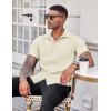 imageCOOFANDY Mens Casual Button Down Shirts Stretch Short Sleeve Business Dress Shirt with PocketBeige