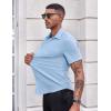 imageCOOFANDY Mens Casual Button Down Shirts Stretch Short Sleeve Business Dress Shirt with PocketLight Blue