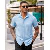 imageCOOFANDY Mens Casual Button Down Shirts Stretch Short Sleeve Business Dress Shirt with PocketLight Blue