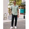 imageCOOFANDY Mens Casual Button Down Shirts Stretch Short Sleeve Business Dress Shirt with PocketLight Green
