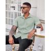 imageCOOFANDY Mens Casual Button Down Shirts Stretch Short Sleeve Business Dress Shirt with PocketLight Green