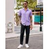 imageCOOFANDY Mens Casual Button Down Shirts Stretch Short Sleeve Business Dress Shirt with PocketLight Purple